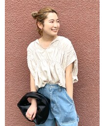 Ungrid | リネン混ギャザーノースリブラウス(シャツ/ブラウス)