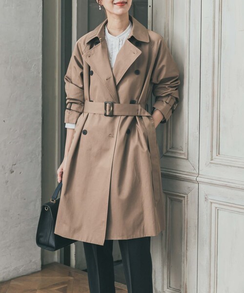 URBAN RESEARCH DOORS（アーバンリサーチドアーズ）の「撥水トレンチコート（ステンカラーコート・レディース・BEIGE/D.NAVY・Free）」の10枚目の写真