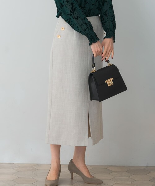 URBAN RESEARCH ROSSO（アーバンリサーチロッソ）の「ボタンデザインタイトスリットスカート（スカート・レディース・CHECK/L.GREIGE/INDIGO・36/38）」の6枚目の写真