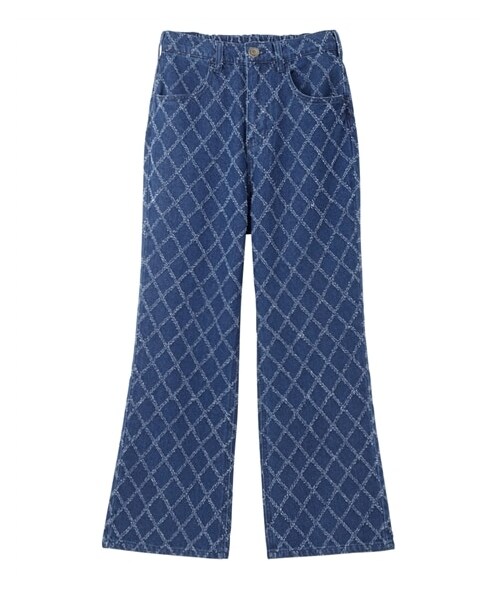 nissen（ニッセン）の「小さいサイズ　ジャガードデニムパンツ　低身長さん・小柄女性（パンツ・レディース・ブルー/ライトブルー・PSS/PS/PM）」の4枚目の写真