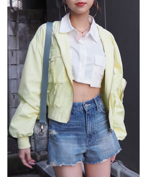 EVRIS（エヴリス）の「BIGポケットショートMA-1（MA-1・レディース・ホワイト/ブラック/イエロー・F）」の12枚目の写真