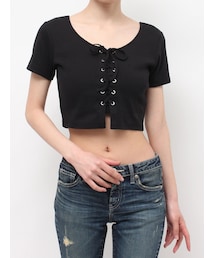 GYDA | BUNNY 2WAYレースアップショートTシャツ(Tシャツ/カットソー)
