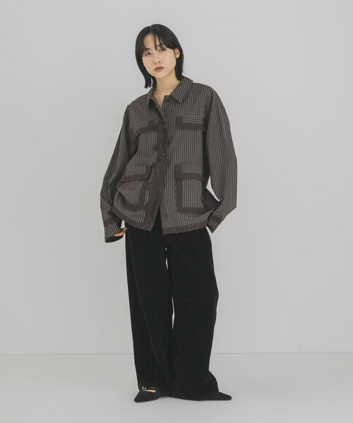 KBF（ケイビーエフ）の「バテンレースストライプシャツ（シャツ/ブラウス・レディース・BROWN/IVORY/BLUE GRAY・One）」の18枚目の写真