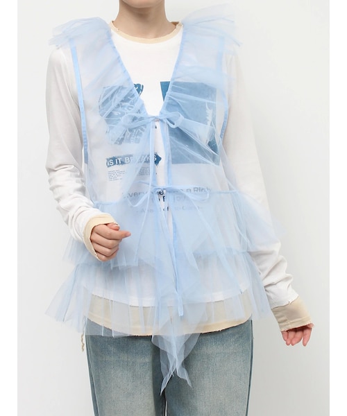 jouetie（ジュエティ）の「チュールドレープフリルベスト（その他トップス・レディース・オフホワイト/ブラック/ブルー/レッド・M）」の6枚目の写真