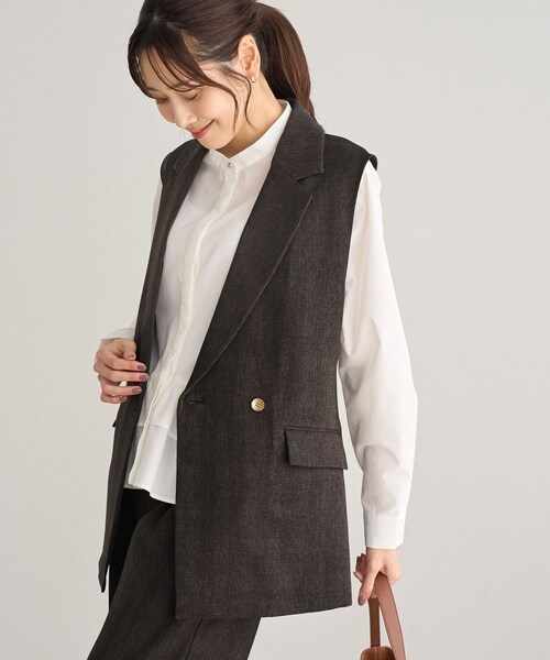 ROPE' PICNIC(ロペピクニック)の「洗えるウーリッシュジレ・ベスト/セットアップ対応(ベスト・レディース・ダークブラウン/ベージュ系/グリーン系/ネイビー・F)」の13枚目の写真