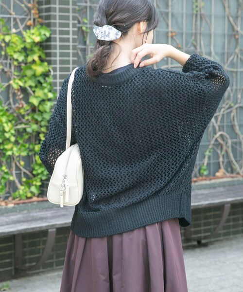 ITEMS URBANRESEARCH（アイテムズ アーバンリサーチ）の「メッシュジップニットカーディガン（ニット/セーター・レディース・BRN/GREGE/BLK・FREE）」の7枚目の写真