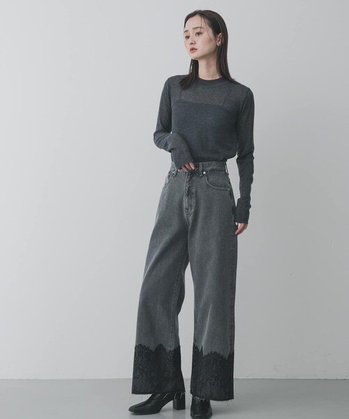 SENSE OF PLACE by URBAN RESEARCH（センスオブプレイスバイアーバンリサーチ）の「レースドッキングデニムパンツ（その他パンツ・レディース・L.INDIGO/GRAY・S/M）」の7枚目の写真