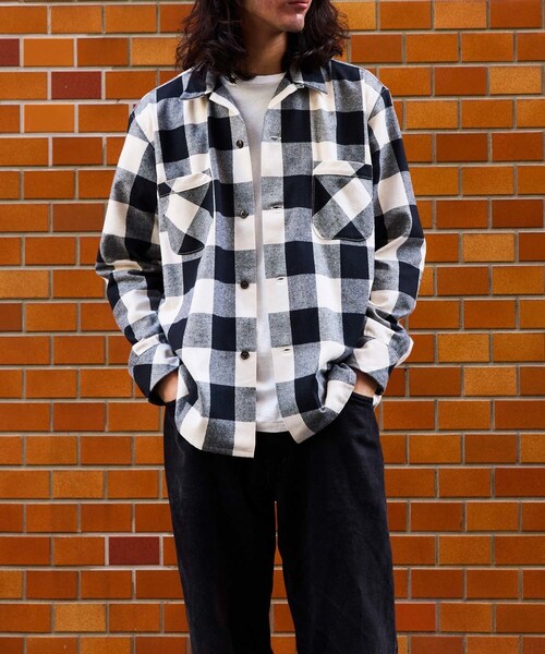 ADAM ET ROPE'（アダムエロペ）の「《別注》【BONCOURA/ボンクラ】オープンカラーネルシャツ ブロックチェック（シャツ/ブラウス・メンズ・ブラック・36/38/40/42）」の10枚目の写真