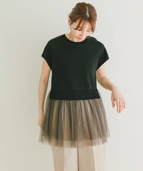 ITEMS URBANRESEARCH(アイテムズ アーバンリサーチ)の「ソウバリチュールドッキングニット(ニット/セーター・レディース・NVY/BLK/OFF・FREE)」の15枚目の写真