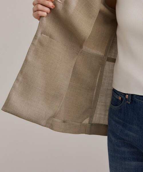 ROPE'（ロペ）の「リネンライク ベルテッドジャケット/セットアップ対応（テーラードジャケット・レディース・ブラック/ベージュ・36/38）」の20枚目の写真