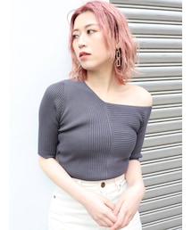 MURUA | アシメショルダーMIXリブニット(ニット/セーター)