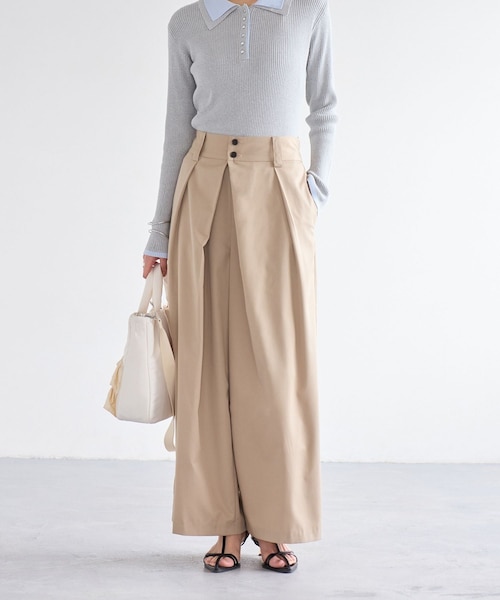 VIS（ビス）の「フロントタックデザインワイドパンツ（その他パンツ・レディース・ライトグレー/ベージュ・M/S）」の3枚目の写真