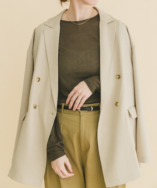 ITEMS URBANRESEARCH（アイテムズ アーバンリサーチ）の「リネンライクジャケット（テーラードジャケット・レディース・BRN/L.BEG/BLK・Free）」の3枚目の写真