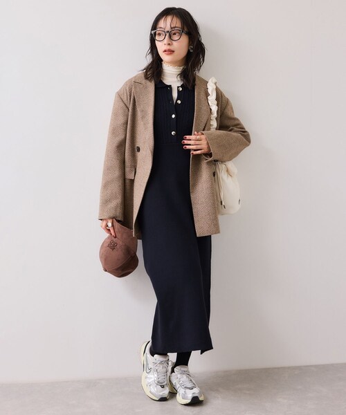 VIS（ビス）の「ポロケーブルモチモチニットワンピース（ワンピース・レディース・オフホワイト/ベージュ系/ネイビー・F）」の6枚目の写真