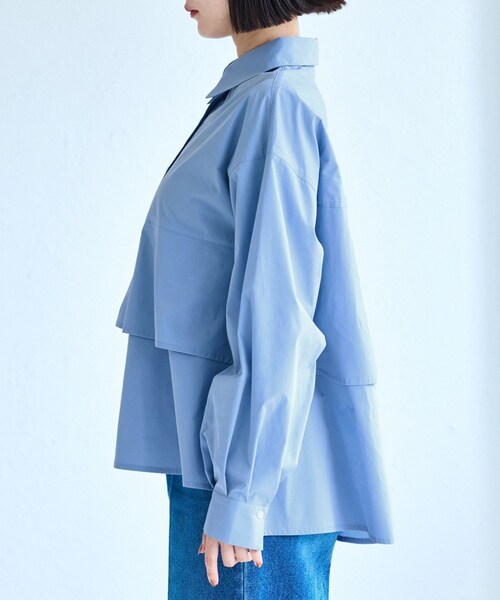 VIS(ビス)の「裾ティアードオーバーシャツ/UVケア・イージーケア(シャツ/ブラウス・レディース・ホワイト/ダークブラウン/ライトグリーン/サックス・F)」の21枚目の写真