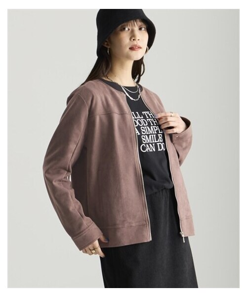 nissen（ニッセン）の「フェイクスエードノーカラーライダースジャケット＜大きいサイズ有＞（ライダースジャケット・レディース・ライトグレージュ/モカブラウン/ミントグリーン/くすみピンク/アイスブルー※26春新色/【使用不可1】/【使用不可2】/【使用不可3】・L/LL/3L/4L/5L/6L/8L/10L/S/M）」の18枚目の写真