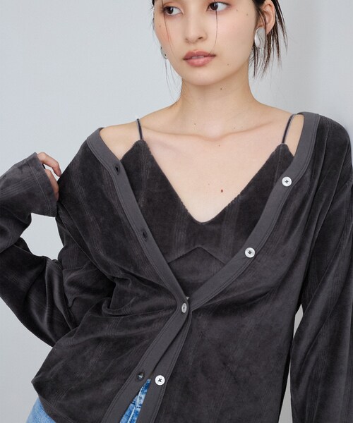 VIS（ビス）の「【Miller】VIS別注モデルベロアルームブラ【洗える】（キャミソール・レディース・ライトグレー/オフホワイト/レッド系・F）」の11枚目の写真