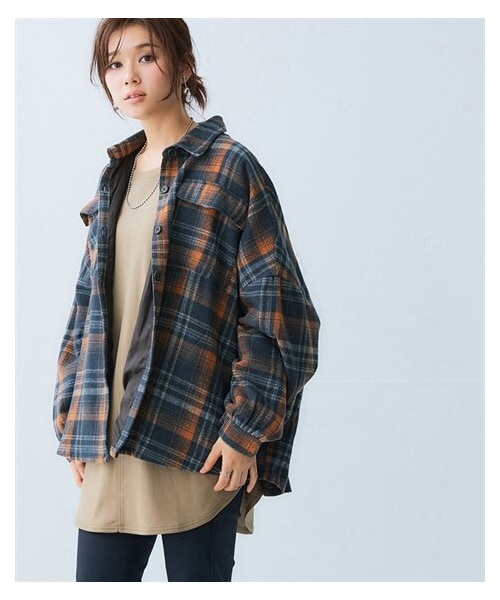m.me.eme アーバンチェックシャツアウター nissen（ニッセン）の「多ポケット先染めチェックシャツジャケット