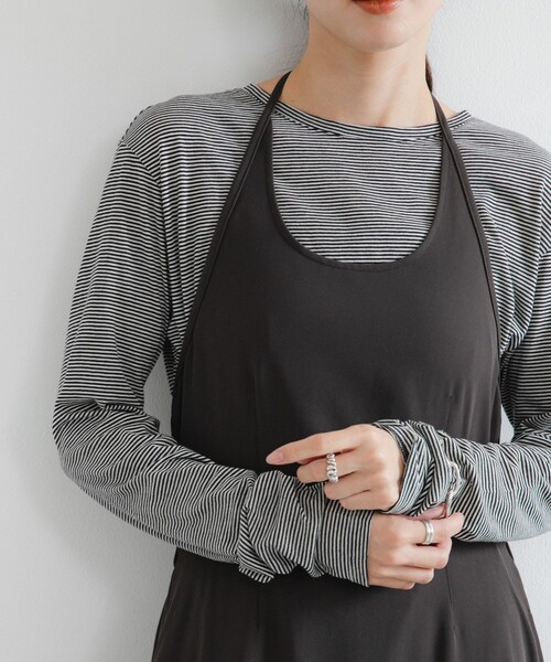 URBAN RESEARCH（アーバンリサーチ）の「ウールコットンロングスリーブカットソー（Tシャツ/カットソー・レディース・OFF WHITE/CHERRY RED/BLACK/BORDER・Free）」の7枚目の写真