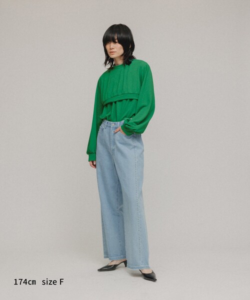 ADAM ET ROPE'（アダムエロペ）の「［TOPS］3WAY LAYERED CUT AND SEWN（アンサンブル・レディース・ブラック/ホワイト/グリーン・F）」の21枚目の写真