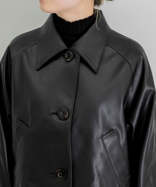 URBAN RESEARCH（アーバンリサーチ）の「COOME　ECHO LEATHERSHORT JACKET（ライダースジャケット・レディース・BLACK/IVORY・one）」の15枚目の写真