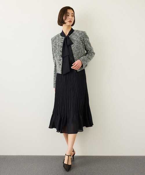 ROPE'(ロペ)の「ジョーゼットフレンチスリーブプリーツワンピース/26SS(ワンピース・レディース・ネイビー・36/38)」の10枚目の写真