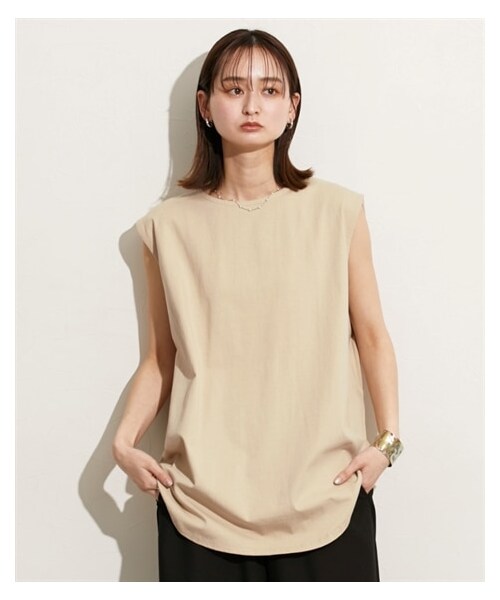 nissen（ニッセン）の「【Be praised】ロングタンクトップ（Tシャツ/カットソー・レディース・オフホワイト/黒/杢グレー/ベージュ・S~M/L~LL）」の8枚目の写真