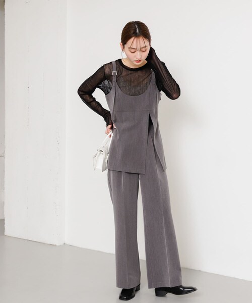 SENSE OF PLACE by URBAN RESEARCH（センスオブプレイスバイアーバンリサーチ）の「スリットキャミソールトップ（その他トップス・レディース・GRAY/BLACK/BEIGE・one）」の14枚目の写真