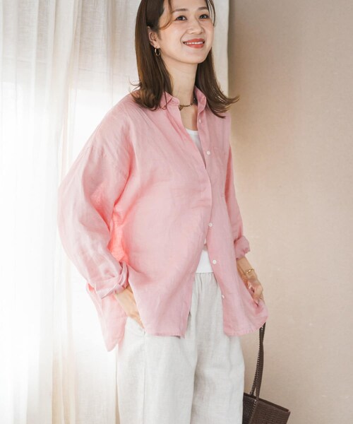 URBAN RESEARCH DOORS(アーバンリサーチドアーズ)の「リネンオーバーシャツ(シャツ/ブラウス・レディース・STRIPE/PINK/L.GRAY・Free)」の21枚目の写真