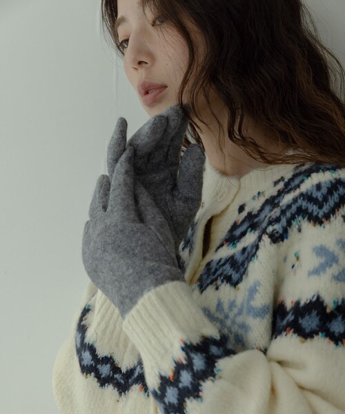 URBAN RESEARCH Sonny Label（アーバンリサーチサニーレーベル）の「ウールミックスニットグローブ（ベルト・レディース・グレー/ブラック/ベージュ・One）」の9枚目の写真