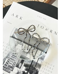 CALNAMUR | PEARL BIJOU RIBBON PIN/パールビジューリボンピン(ヘアピン)