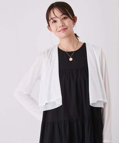 Jayro(ジャイロ)の「前開き羽織カーディガン(カーディガン/ボレロ・レディース・ブラック/ホワイト系・M)」の3枚目の写真