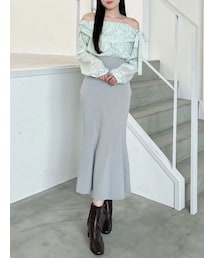 MERCURYDUO | ブラウスドッキングニットワンピース(ワンピース)