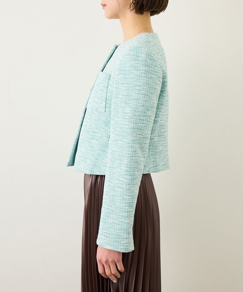 ROPE'(ロペ)の「ツイードノーカラージャケット(ノーカラージャケット・レディース・ブラック系/ターコイズ・36/38)」の20枚目の写真