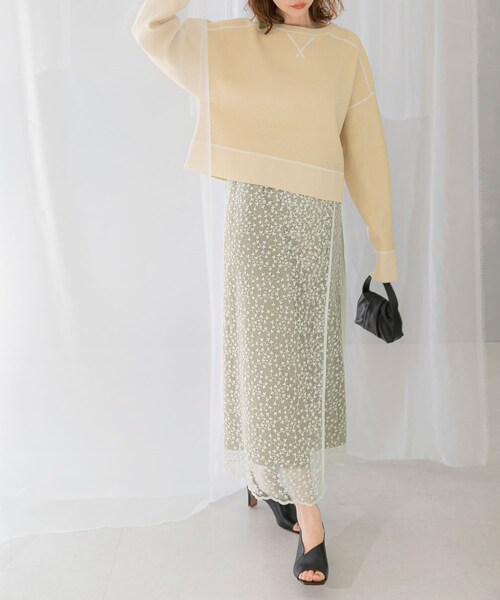 URBAN RESEARCH ROSSO（アーバンリサーチロッソ）の「フラワースパンコールレーススカート（スカート・レディース・sax/off・FREE）」の5枚目の写真