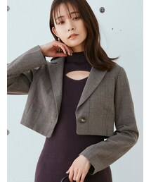 MERCURYDUO | 【セットアップ着用可】グレンチェッククロップドジャケット(テーラードジャケット)