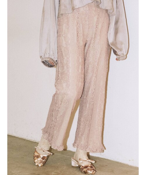 merry jenny（メリージェニー）の「バイカラーレースパンツ（その他パンツ・レディース・アイボリー/ラベンダー/ベージュ・F）」の3枚目の写真