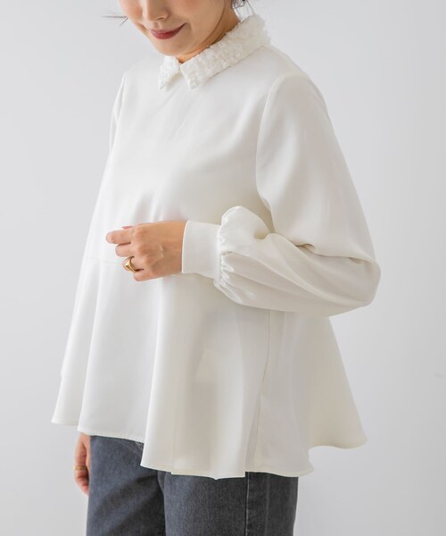 URBAN RESEARCH ROSSO（アーバンリサーチロッソ）の「F by ROSSO　レースカラーペプラムブラウス（シャツ/ブラウス・レディース・OFF WHITE/BLACK・Free）」の5枚目の写真