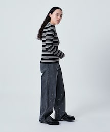 MU EYELET SEMI BAGGY JEANS PANTS