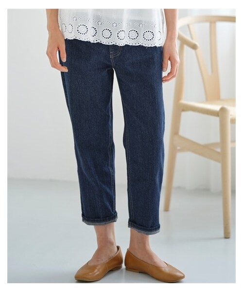 nissen（ニッセン）の「ボーイフレンドストレッチデニムパンツ【Otona Purete】（パンツ・レディース・インディゴブルー/オフホワイト・M/L/LL/3L）」の12枚目の写真