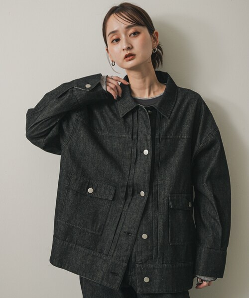 SENSE OF PLACE by URBAN RESEARCH（センスオブプレイスバイアーバンリサーチ）の「ルーズデニムジャケット（デニムジャケット・レディース・BLACK/ONE WASH・one）」の4枚目の写真
