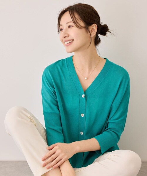 Jayro(ジャイロ)の「UVサラサラ前後差カーディガン(カーディガン/ボレロ・レディース・ブラック/ホワイト/グリーン/ピンク/グレー系/ブルー系・F)」の4枚目の写真