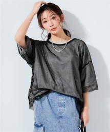 nissen | 2点セット（メッシュトップス＋Tシャツ）＜大きいサイズ有＞(Tシャツ/カットソー)