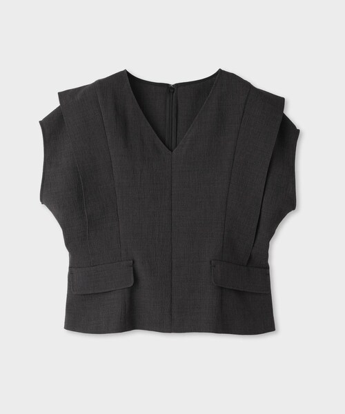 ROPE'(ロペ)の「【一部店舗限定】【REALM(レルム)】V-NECK BLOUSE|セットアップブラウス 26SS(シャツ/ブラウス・レディース・グレー/ブラック系・38)」の1枚目の写真
