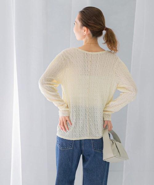 URBAN RESEARCH ROSSO（アーバンリサーチロッソ）の「ストレッチレースプルオーバー（Tシャツ/カットソー・レディース・OFF WHITE/BLACK・FREE）」の4枚目の写真