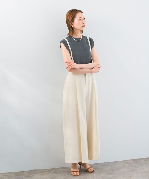 URBAN RESEARCH ROSSO（アーバンリサーチロッソ）の「サス付きタックワイドパンツ（その他パンツ・レディース・white/black・36/38）」の18枚目の写真