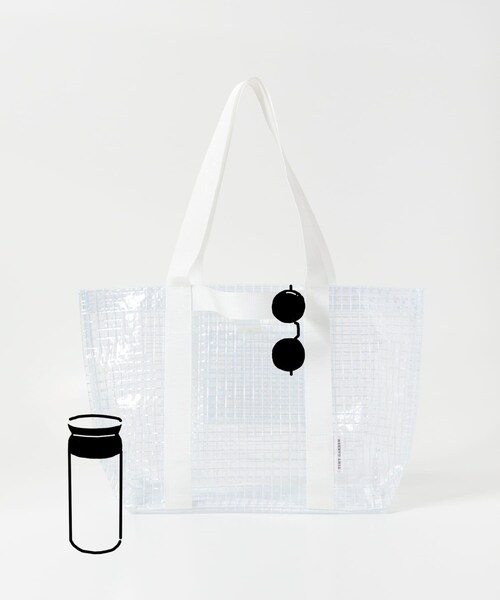 EKAL(エカル)の「TINY GARDEN PRODUCTS マルチユースクリアバッグ M(トートバッグ・レディース・WHITE/NEONYELLOW・M)」の3枚目の写真