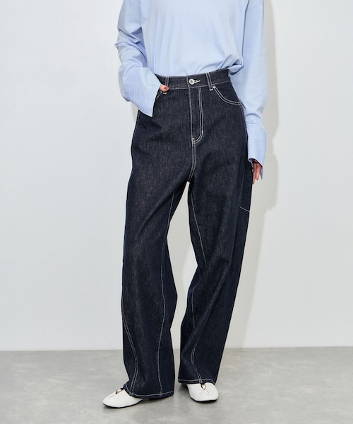ADAM ET ROPE'(アダムエロペ)の「ワークデニムパンツ(デニムパンツ・レディース・キナリ系/ネイビー・36/38)」の6枚目の写真
