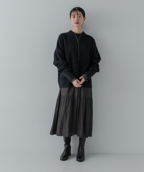 URBAN RESEARCH（アーバンリサーチ）の「ギャザーティアードワンピース（ワンピース・レディース・BLACK/CHARCOAL・Free）」の22枚目の写真