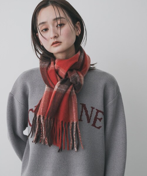 SENSE OF PLACE by URBAN RESEARCH(センスオブプレイスバイアーバンリサーチ)の「チェックフリンジストール(マフラー・レディース・BLK×GRY/BRN×BEG/RED×BRN・One)」の22枚目の写真
